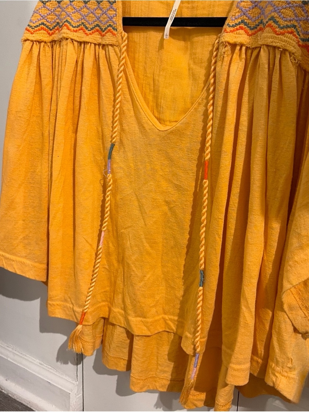Embroidered Orange V-Neck Women’s Tunic Top - Picture 4 of 6